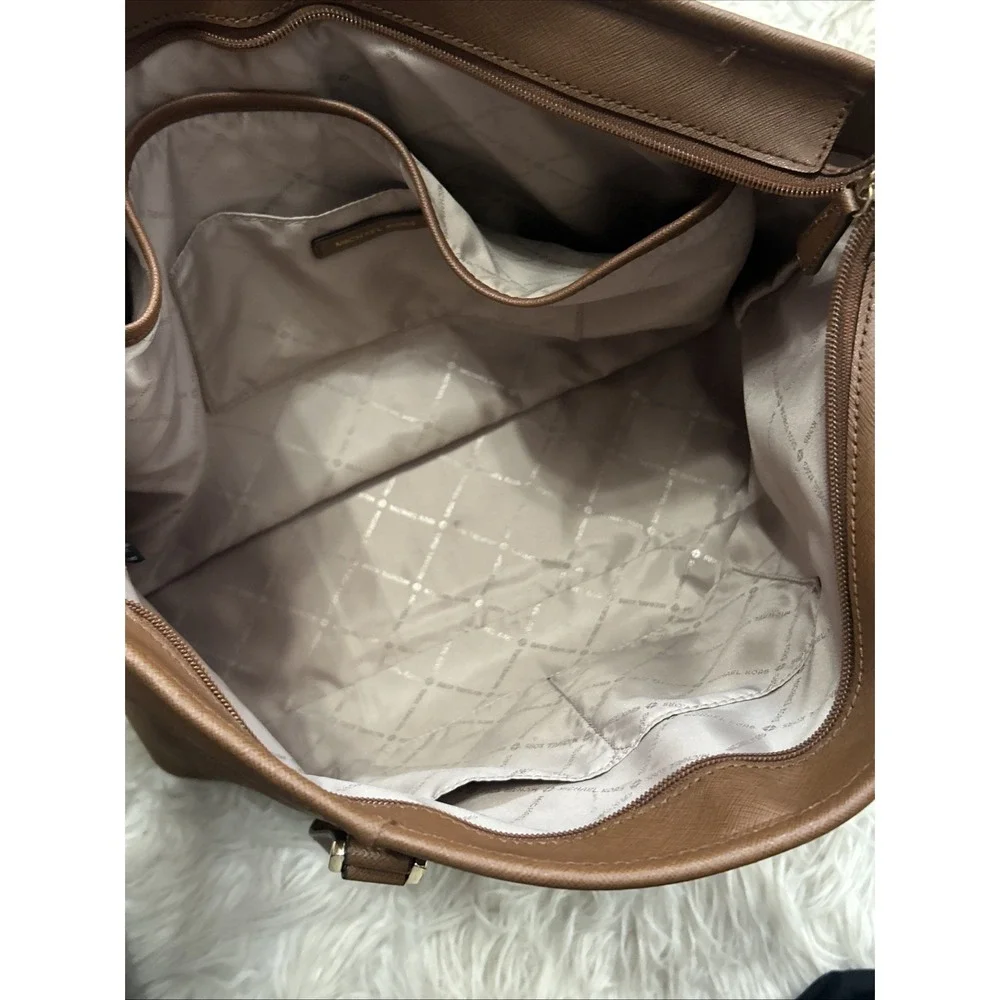 Michael Kors Sady Large Multifunctional Top Zip Tote Brown Laptop Bag EUC